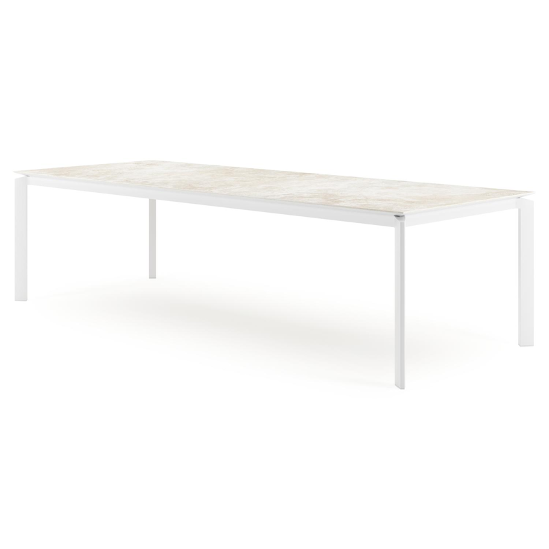 Cirello tuintafel rechthoekig in wit aluminium en volkeramiek Rapolano L 280 x B 110 cm