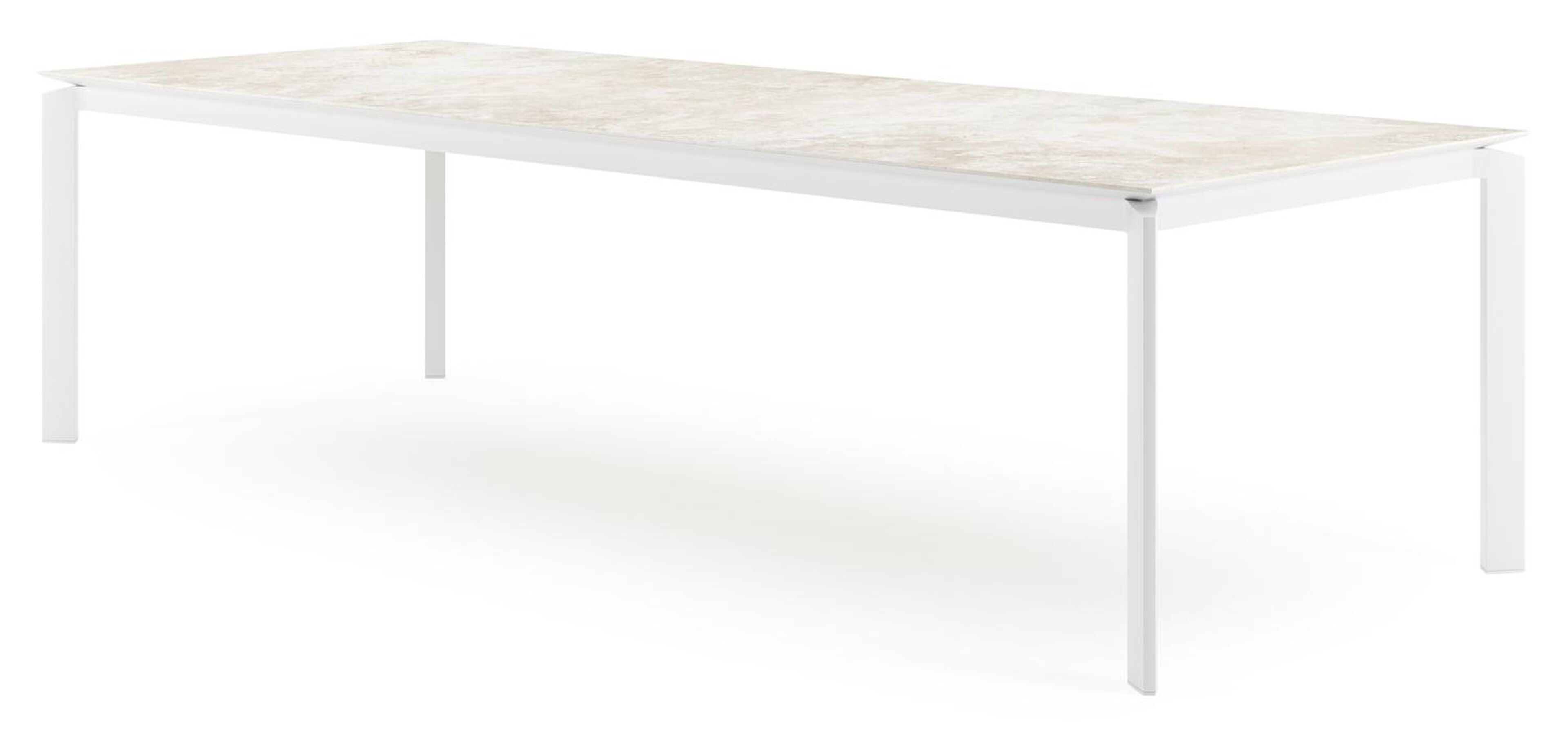 Cirello tuintafel rechthoekig in wit aluminium en volkeramiek Rapolano L 280 x B 110 cm