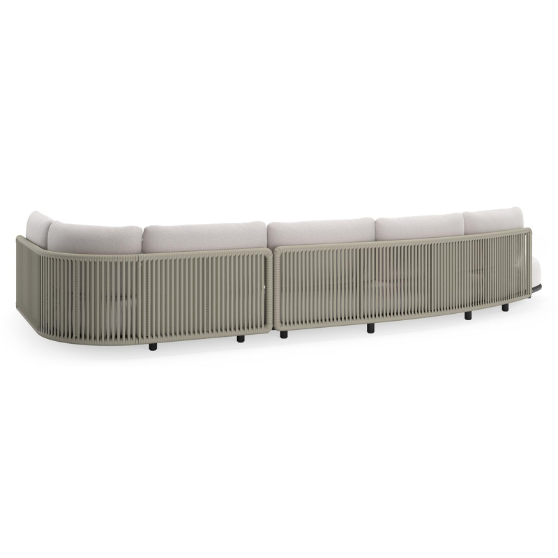 Lomano loungehoek in zwart aluminium en beige verticaal geweven luxe vlakke rope met Ego Eggshell all weather solica