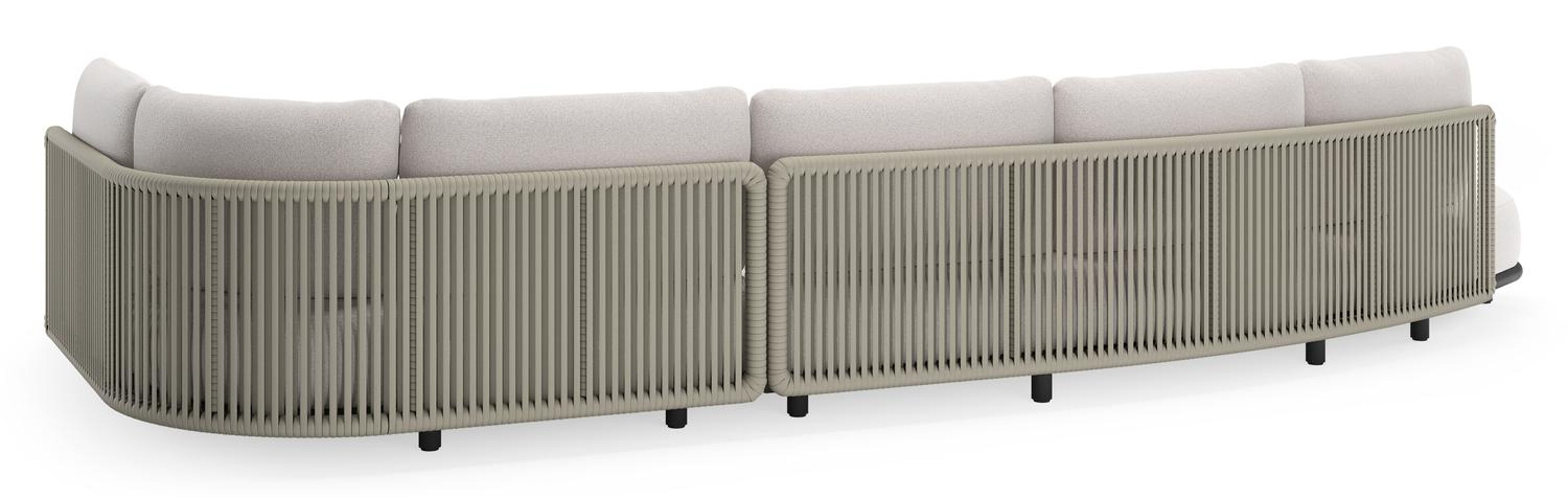 Lomano loungehoek in zwart aluminium en beige verticaal geweven luxe vlakke rope met Ego Eggshell all weather solica