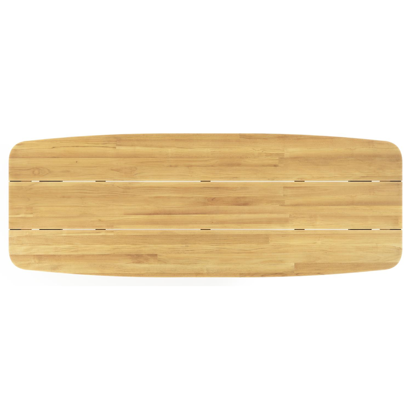 Lacrima tuintafel bootvorm in zwart aluminium en teak - L 315 x B 115 x H 73 cm