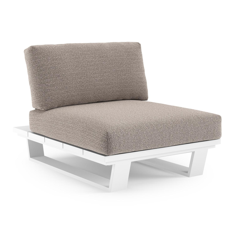 Pagino loungestoel in wit aluminium met wander granite all weather sunbrella® luxe kussen