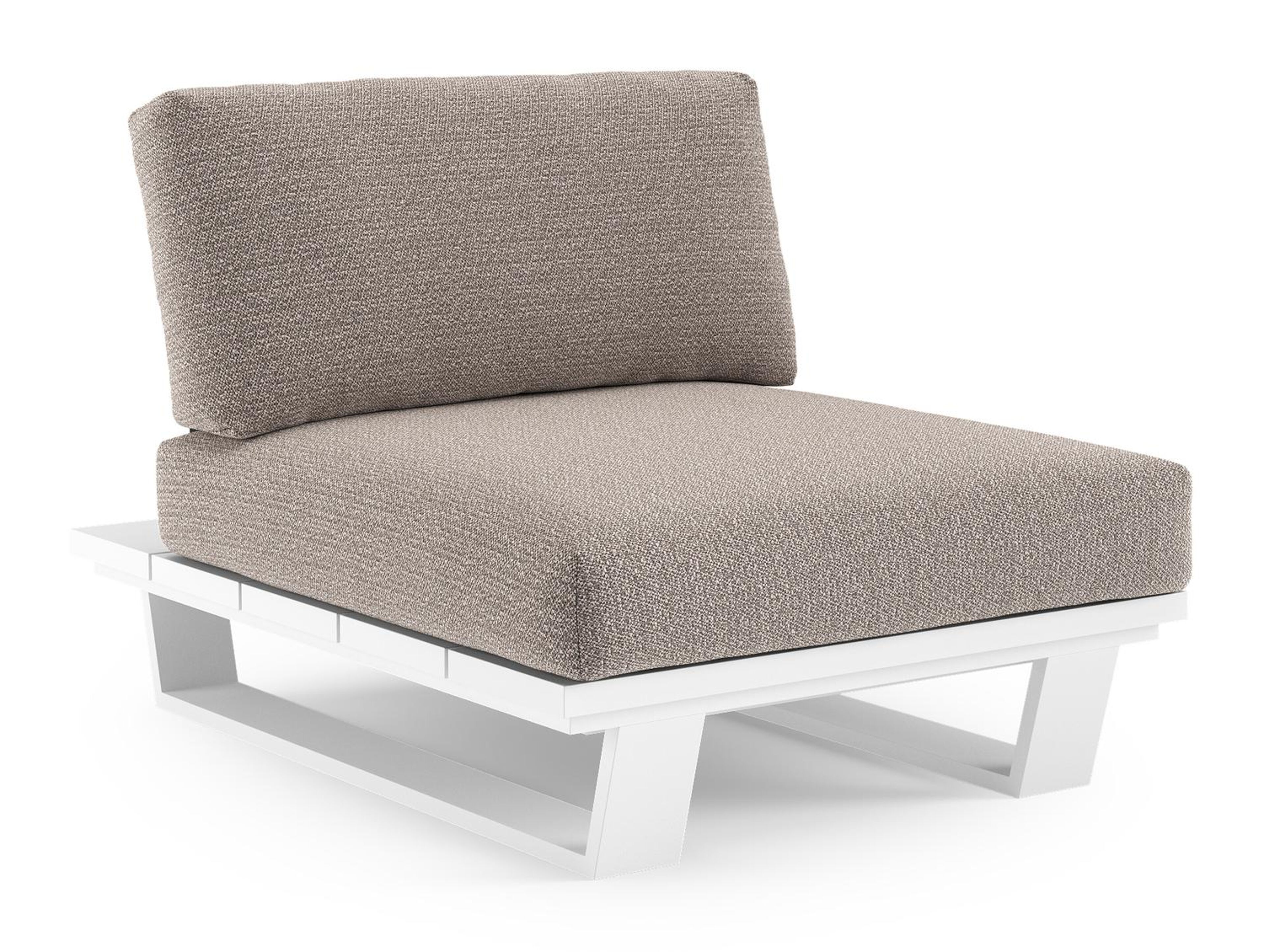Fauteuil de jardin Pagino en aluminium blanc et coussins en all weather sunbrella® luxe wander granite