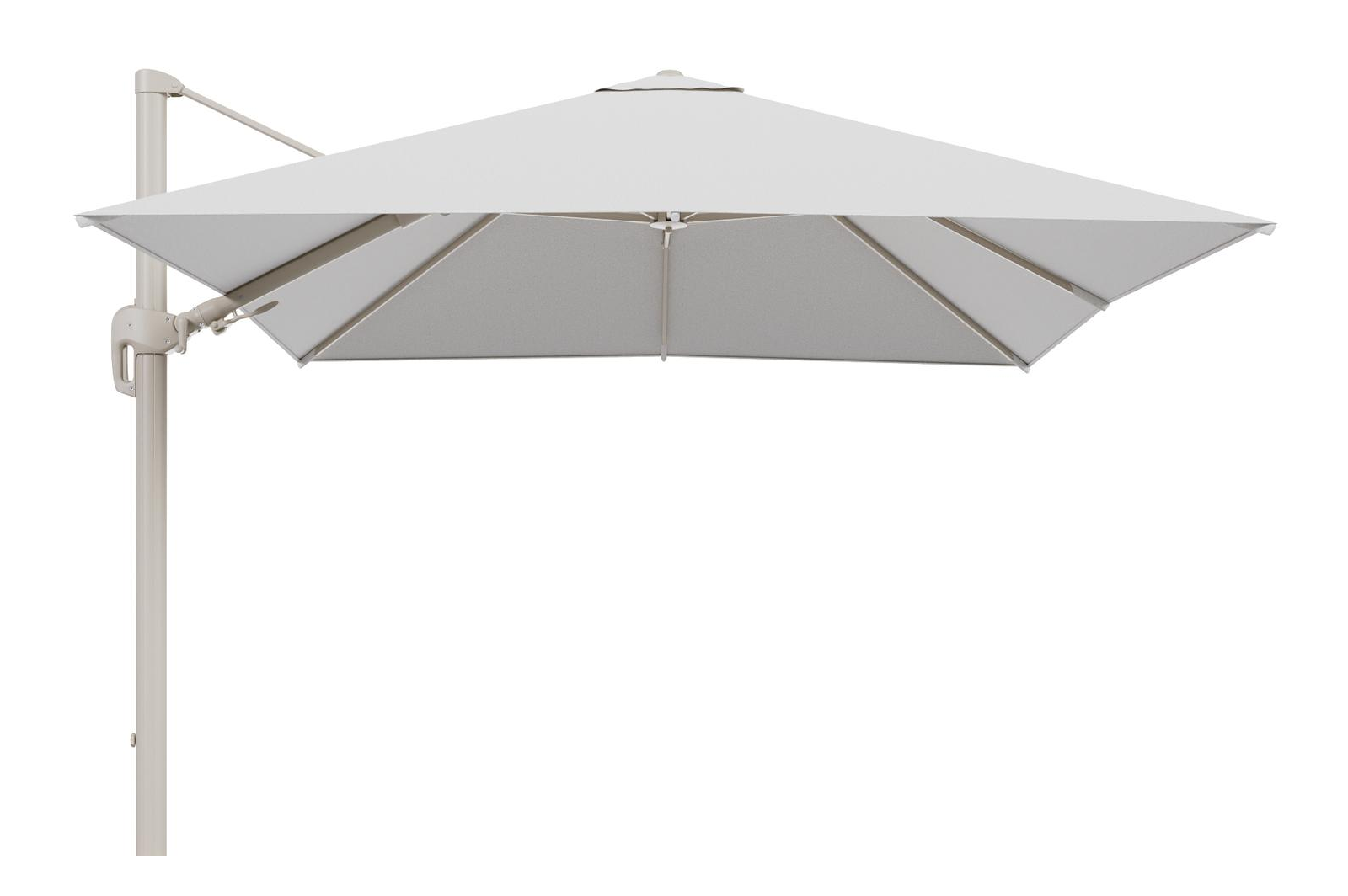 Parasol pendant Rufina avec fonction tilt en aluminium beige et toile de parasol en All Weather Solica Ego Birch  - Lg.1 300 x Lg.2 300 cm (sans pied de parasol