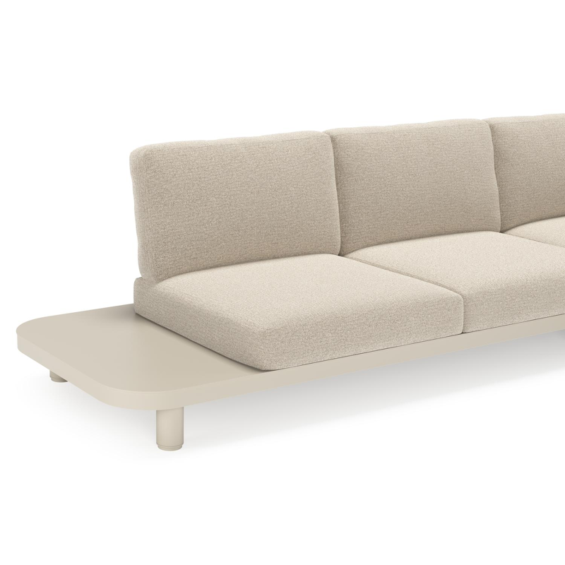 Salon de jardin d'angle Donato en aluminium beige et coussins en All Weather Cosytica catania sand