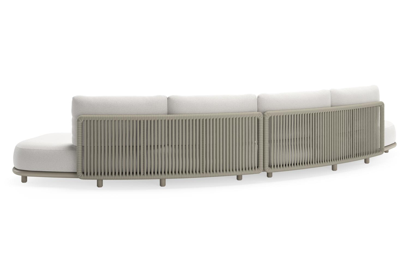 Lomano loungebank in beige aluminium en beige verticaal geweven luxe vlakke rope met Soul Optik all weather solica