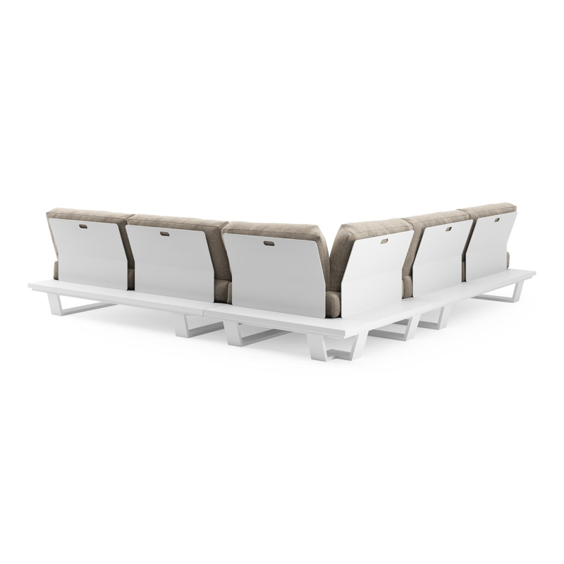 Pagino loungehoek in wit aluminium met chartres pewter all weather sunbrella® luxe kussen