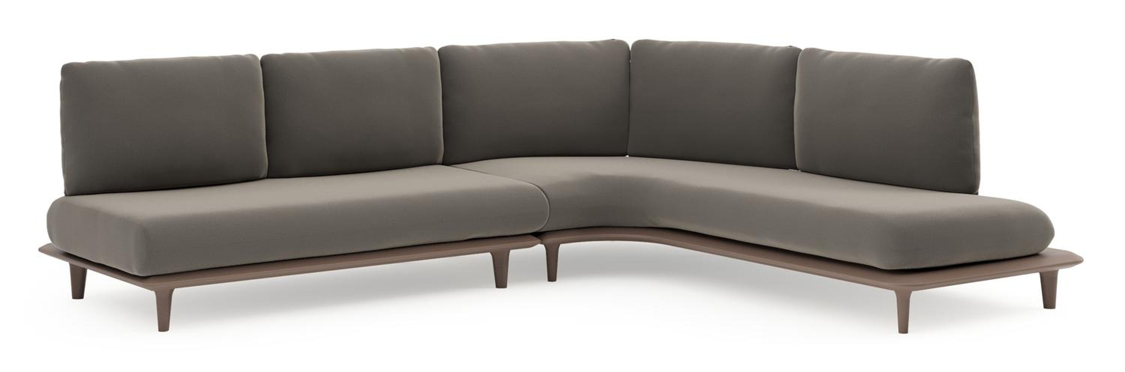 Bomero loungehoek in taupe aluminium met natte carbon beige all weather sunbrella® luxe kussen