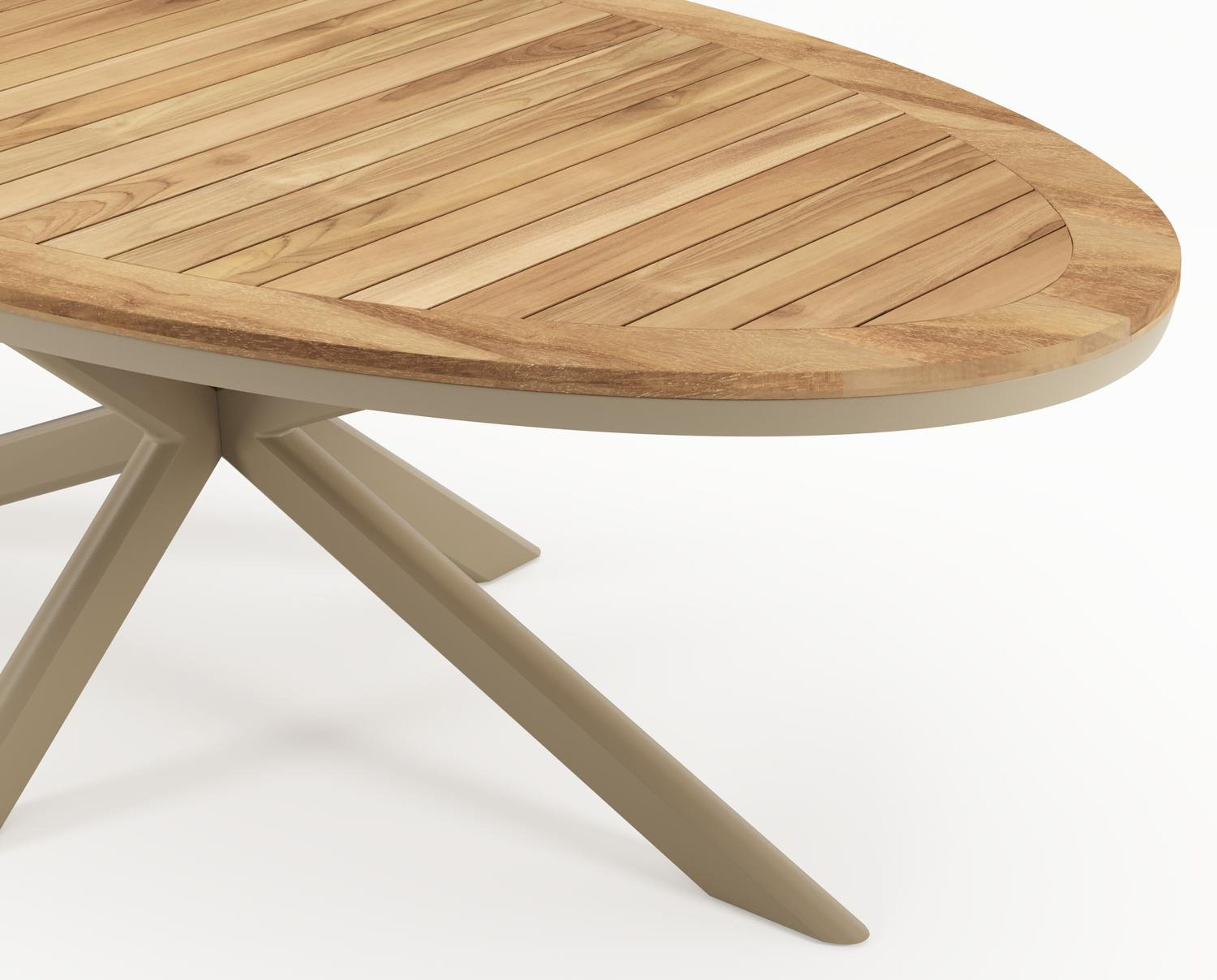 Ensemble de jardin Pamplona en aluminium beige et sintered stone natural finish avec 6 chaises de jardin empilable Amalfi