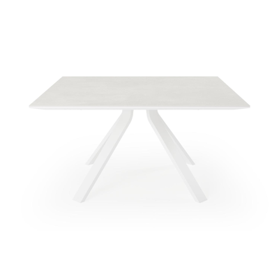 Cesano tuintafel in wit aluminium en volkeramiek new york - L 148 x B 148 x H 74,5 cm