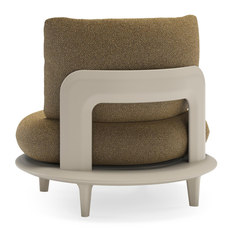 Bomero loungestoel in beige aluminium met madagascar walnut all weather cosytica kussen
