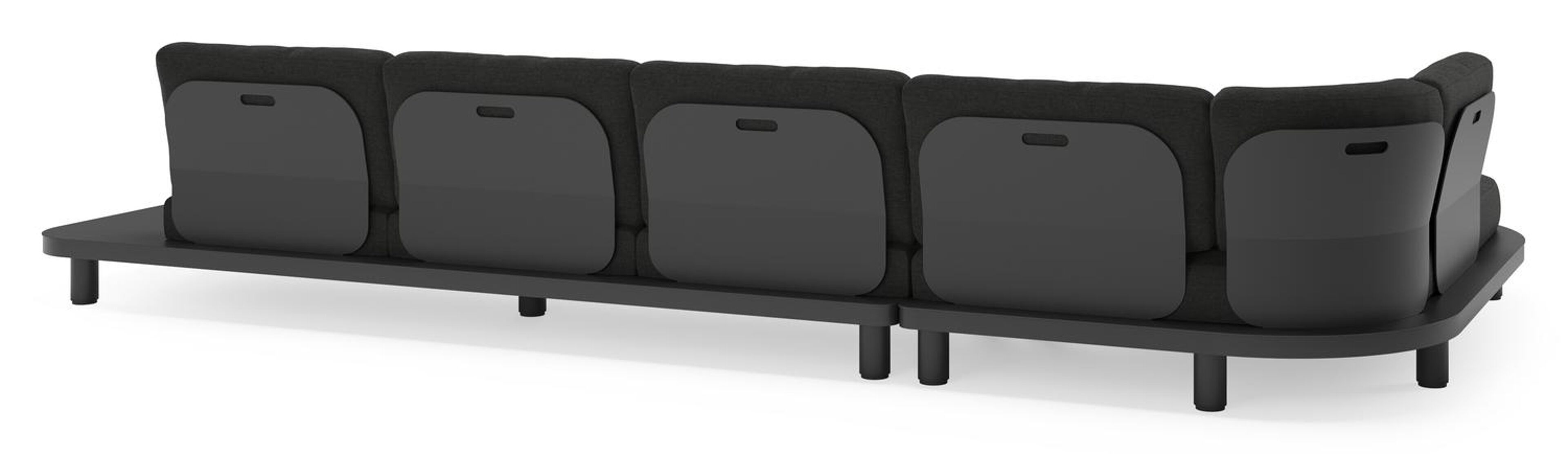 Salon de jardin d'angle Donato en aluminium noir et coussins en all Weather Sunbrella® Luxe Chartres Sooty