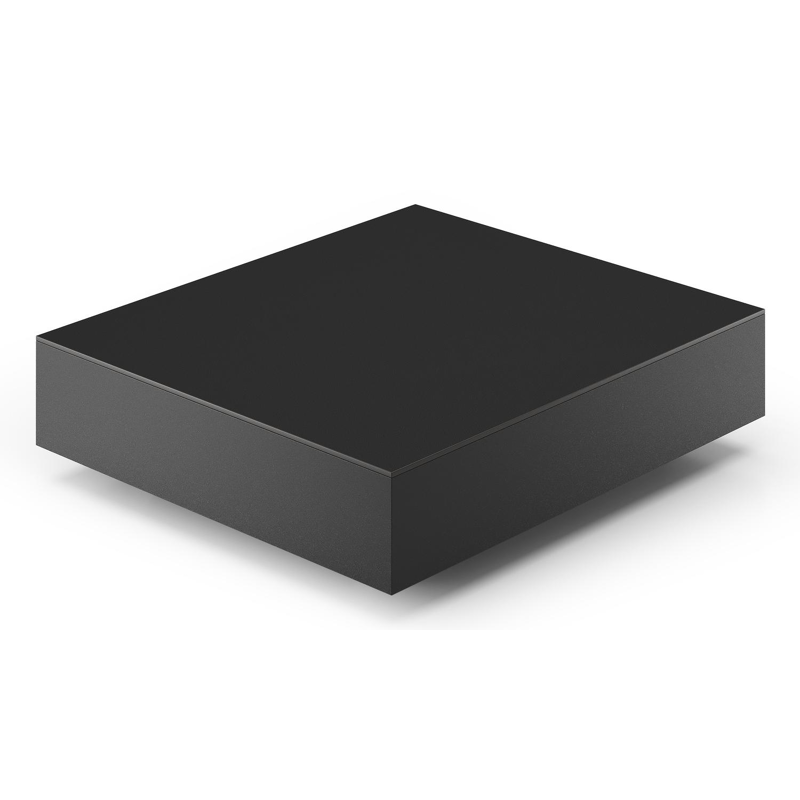 Table basse Como en aluminium noir et céramique pleine nero black - Lg 70 x B 80 x H 20 cm