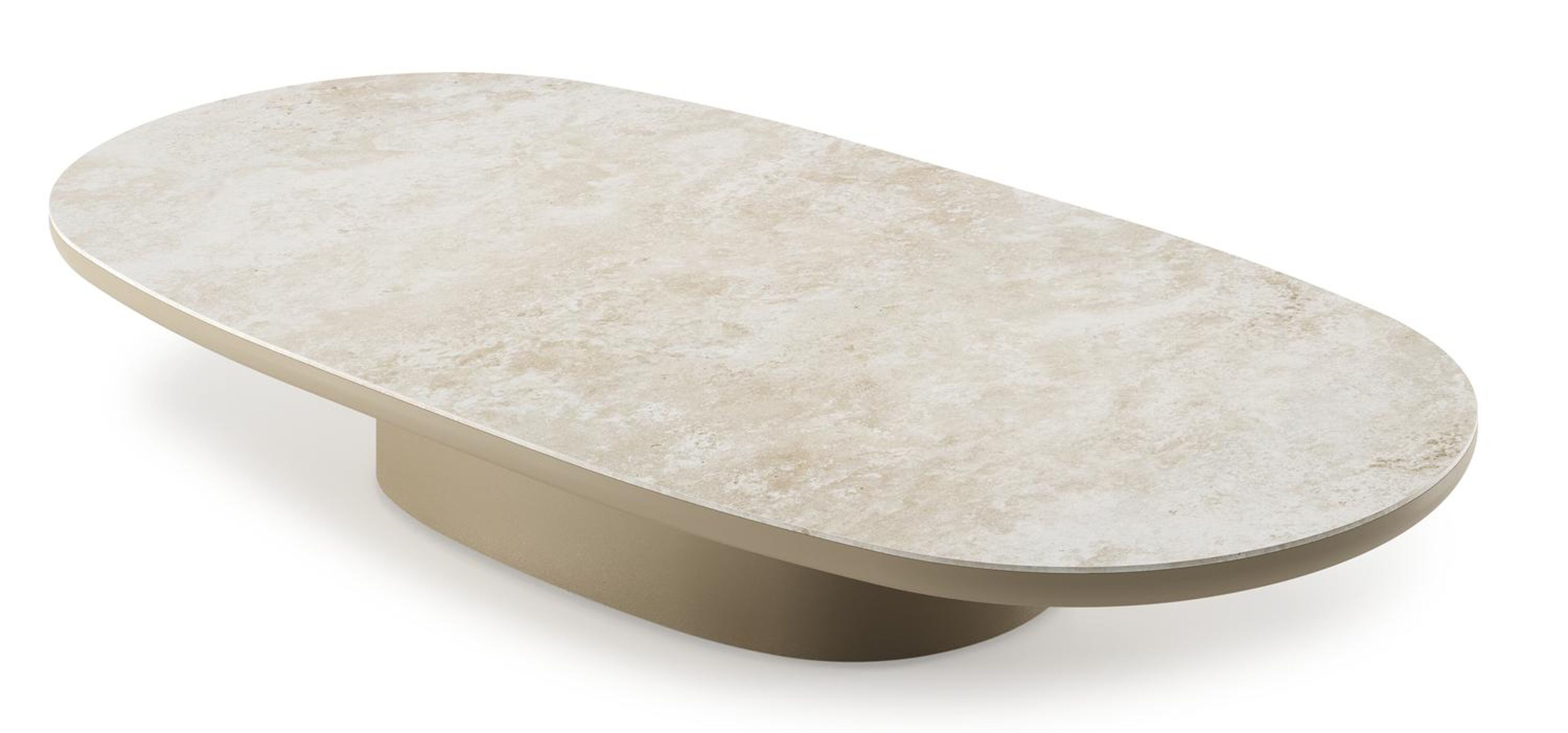 Amico loungetafel bombo in beige aluminium en volkeramiek Rapolano - L 171 x B 89 x H 24 cm