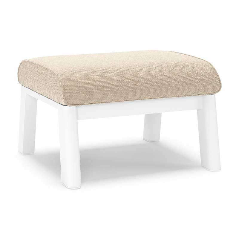 Cirello poef in wit aluminium met althea chalk all weather cosytica kussen