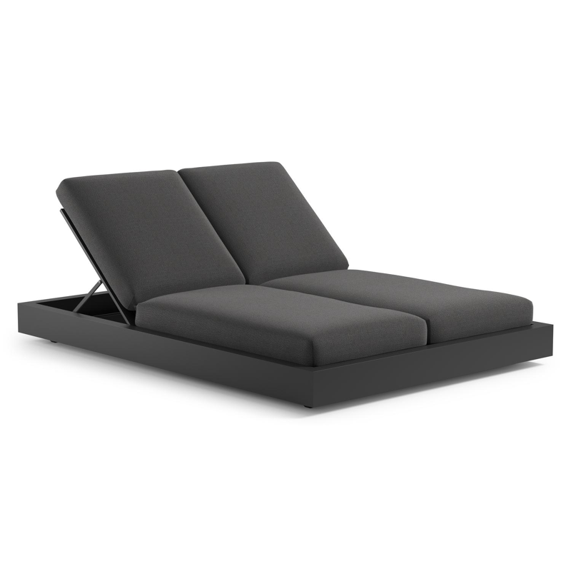 Como verstelbaar dubbel ligbed in zwart aluminium met savane tornado all weather sunbrella® luxe kussen