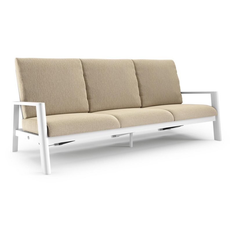 Cirello loungebank in wit aluminium met althea camel all weather cosytica kussen