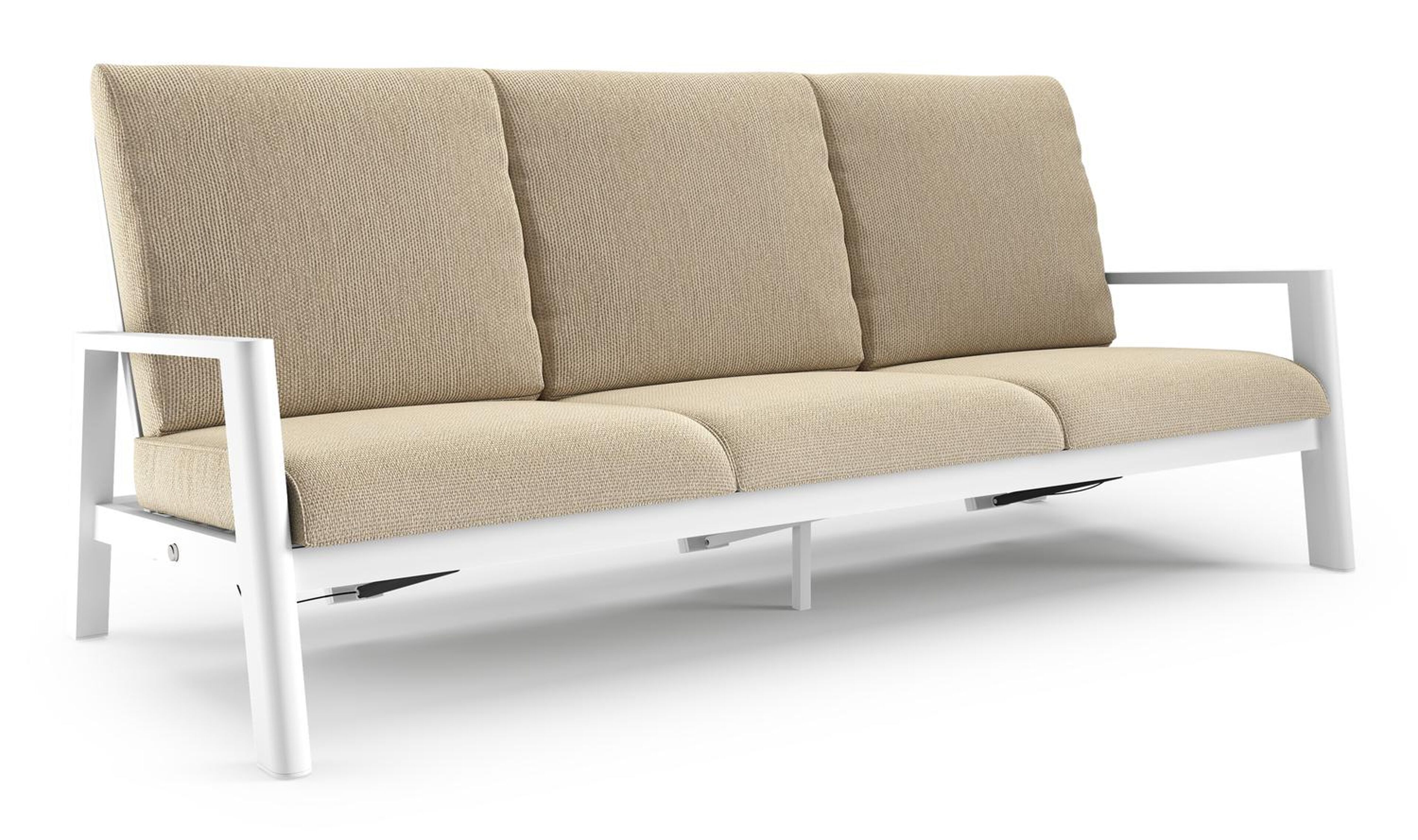 Cirello loungebank in wit aluminium met althea camel all weather cosytica kussen