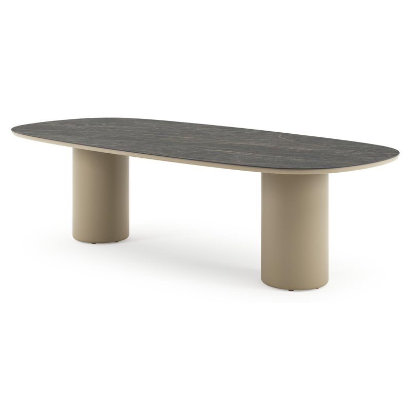 Amico tuintafel bombo in beige aluminium en volkeramiek Black Obsession - L 270 x B 125 x H 73.5 cm