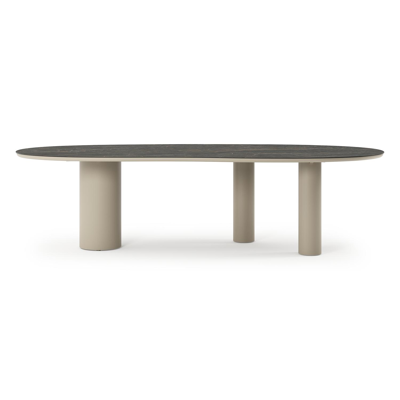 Table de jardin Organo organique en aluminium beige et céramique pleine Black Obsession - Lg. 280 x Lrg. 120 x Haut. 74 cm