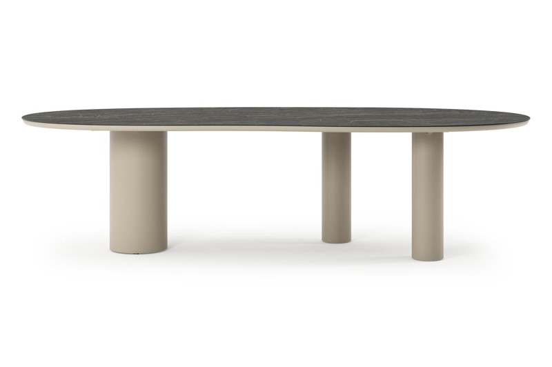 Organo tuintafel organisch in beige aluminium en volkeramiek Black Obsession - L 280 x B 120 x H 74 cm