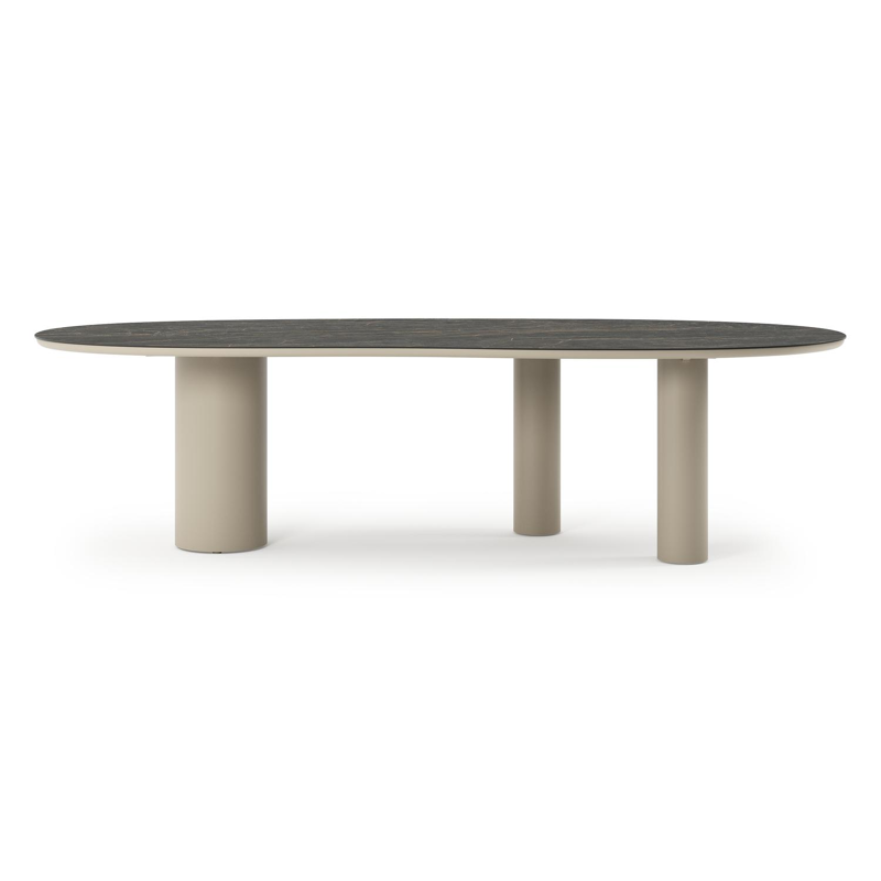 Table de jardin Organo organique en aluminium beige et céramique pleine Black Obsession - Lg. 280 x Lrg. 120 x Haut. 74 cm