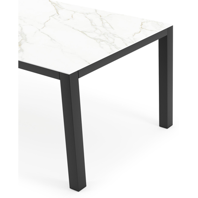 Como tuintafel in zwart aluminium en volkeramiek Calacatta - L 200 x B 100 x H 75 cm