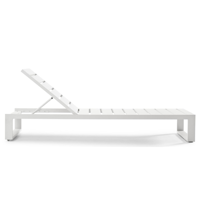 Verato verstelbaar ligbed in wit aluminium met natte charcoal chine Sunbrella® Premium kussen