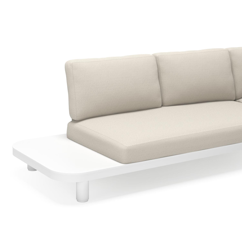 Donato loungehoek in wit aluminium met savane zinc all weather sunbrella® luxe kussens