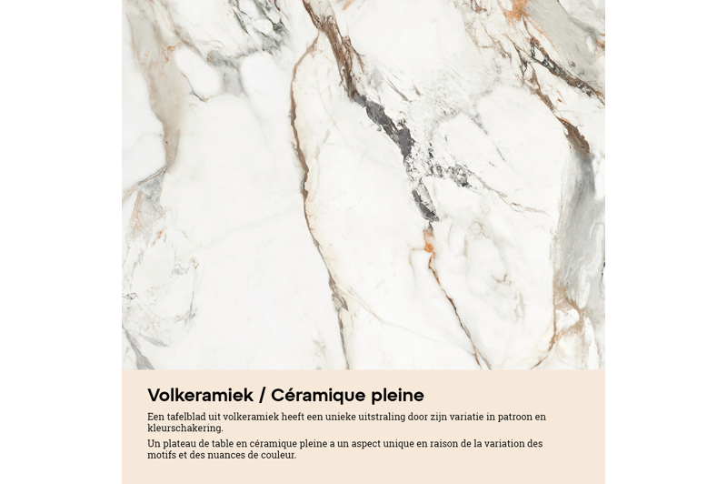 Fano low dining loungetafel in wit aluminium en volkeramiek calacatta luxe - Dia. 65 x H 55 cm
