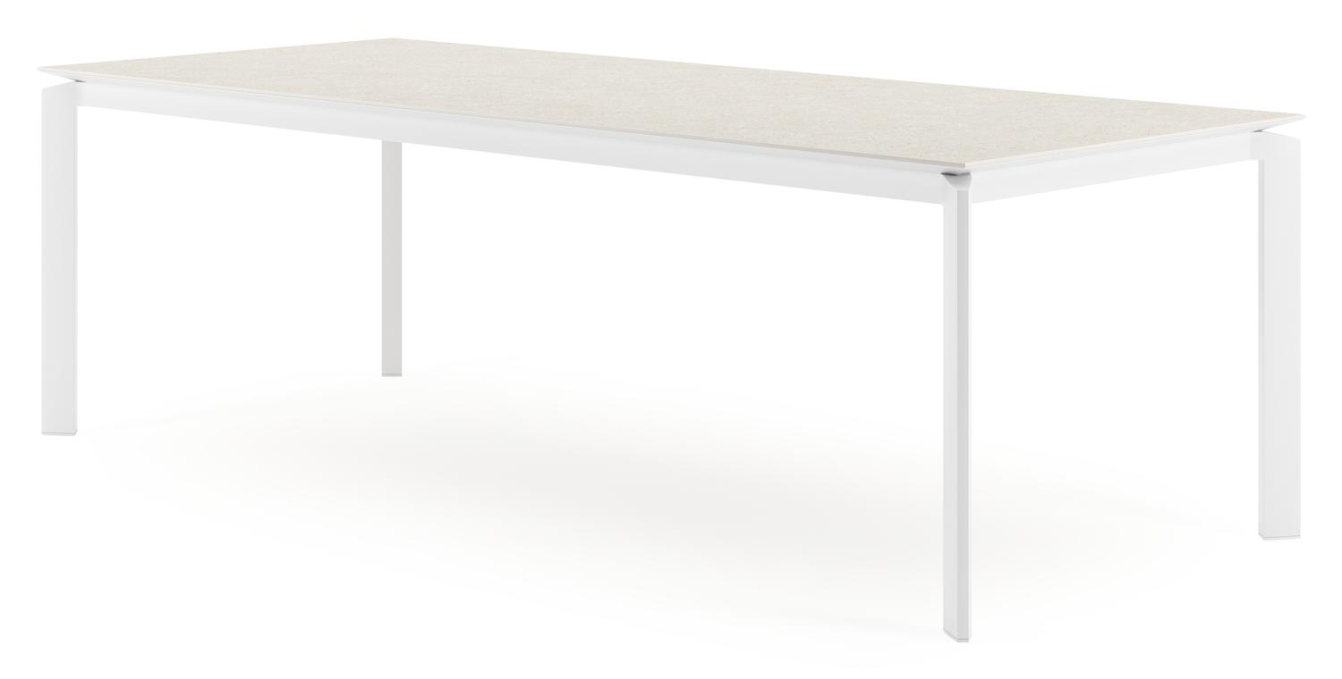 Cirello tuintafel in wit aluminium en volkeramiek shilin - L 240 x B 100 x H 75 cm