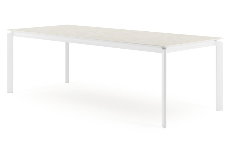 Cirello tuintafel in wit aluminium en volkeramiek shilin - L 240 x B 100 x H 75 cm