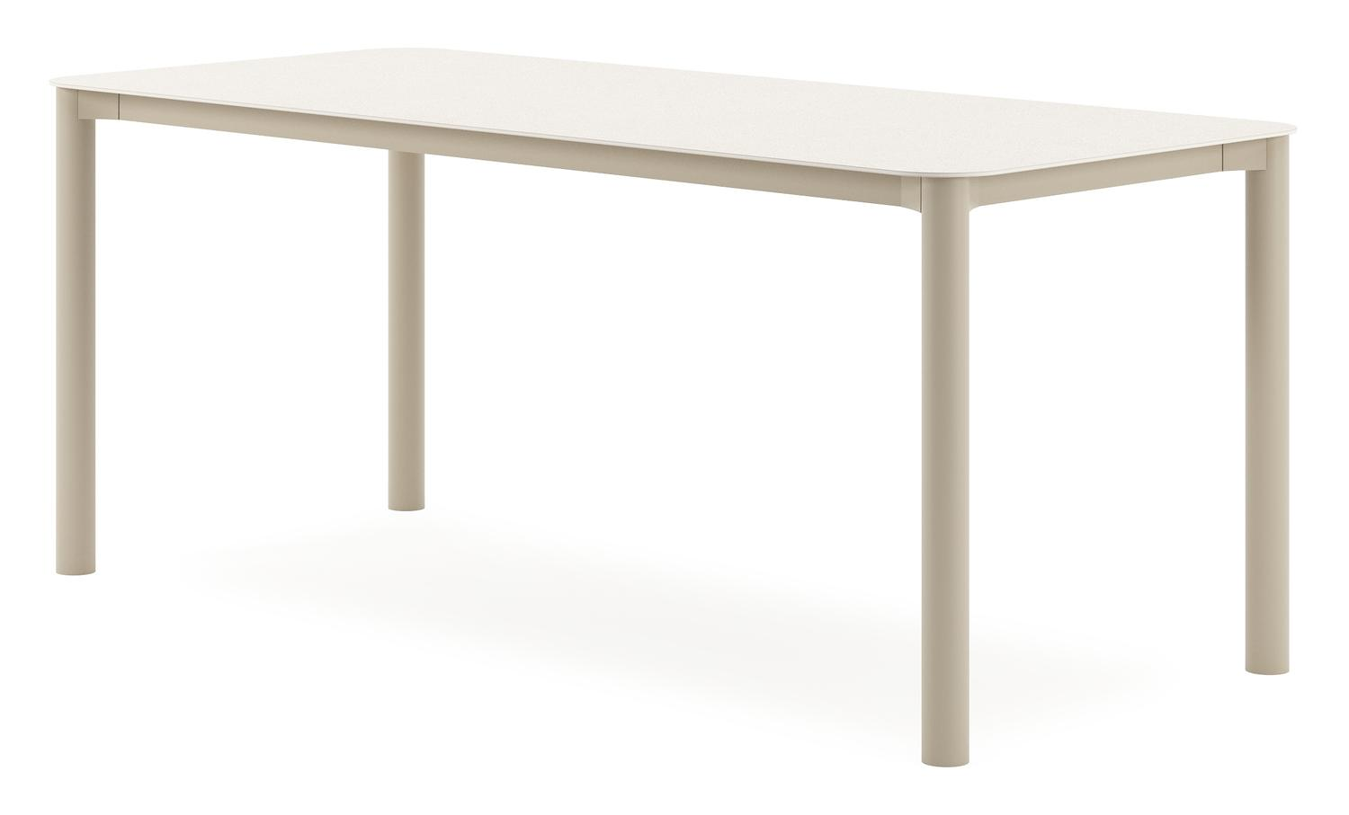 Orso tuintafel rechthoekig afgerond in beige aluminium en volkeramiek beige - L 180 x B 80 x H 75 cm