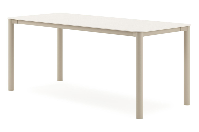 Orso tuintafel rechthoekig afgerond in beige aluminium en volkeramiek beige - L 180 x B 80 x H 75 cm