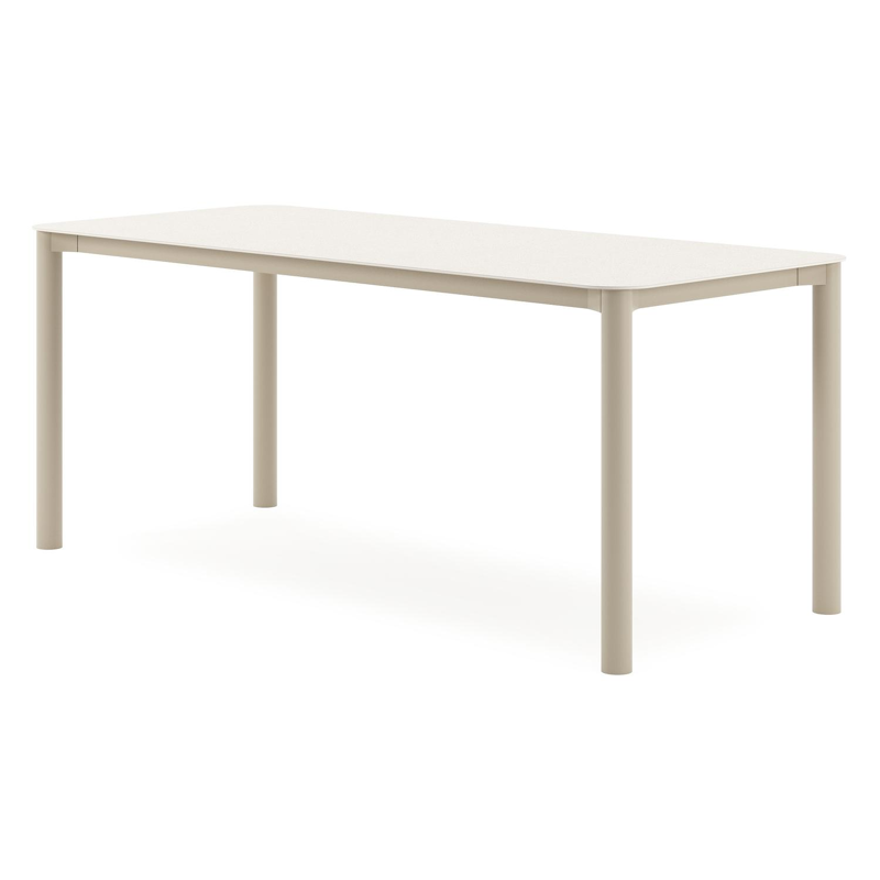 Orso tuintafel rechthoekig afgerond in beige aluminium en volkeramiek beige - L 180 x B 80 x H 75 cm