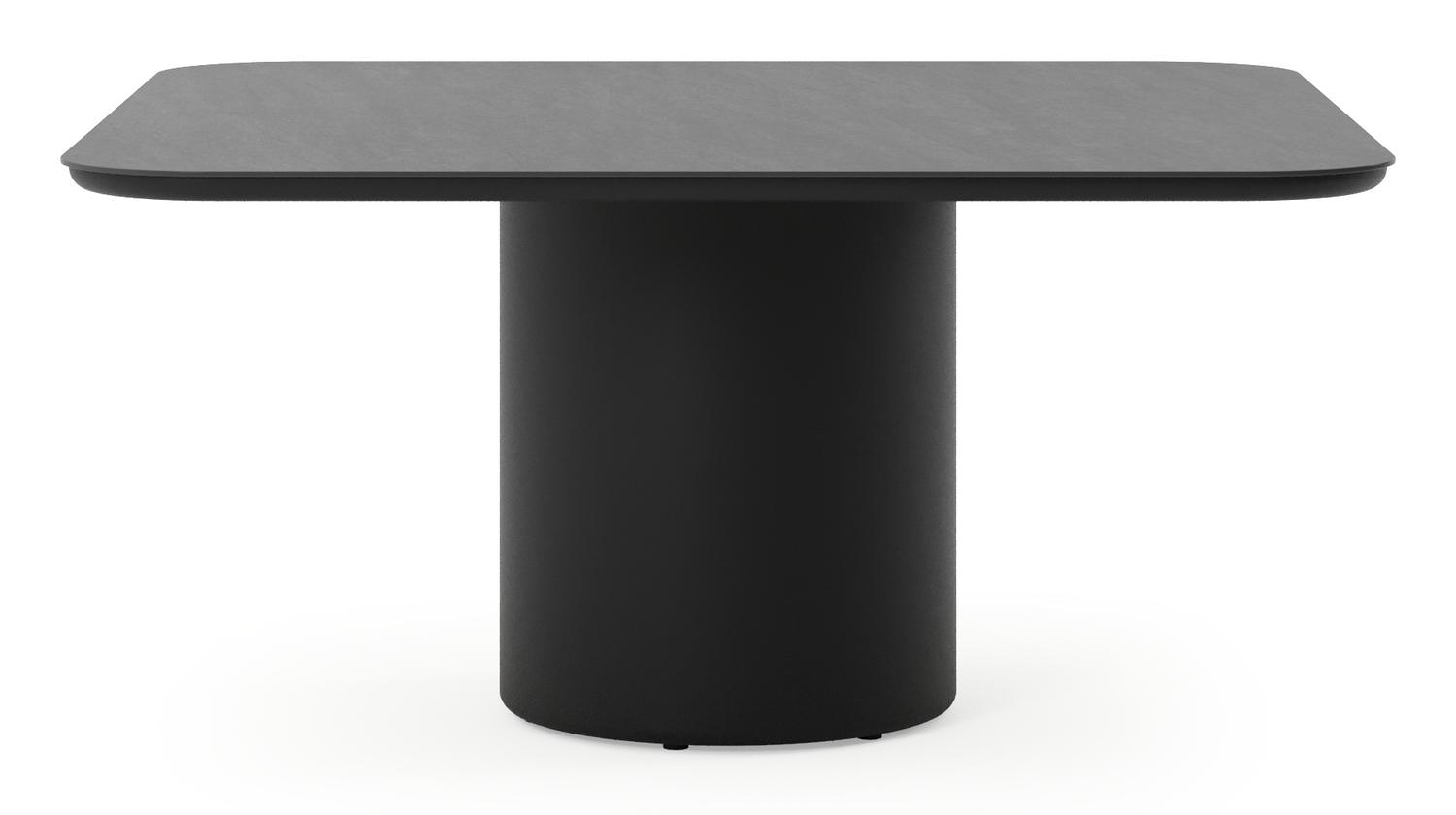Table de jardin Amico carré arrondi en aluminium noir et céramique pleine Basalt Black - Lg. 148 x Lrg. 148 x Haut. 73.5 cm