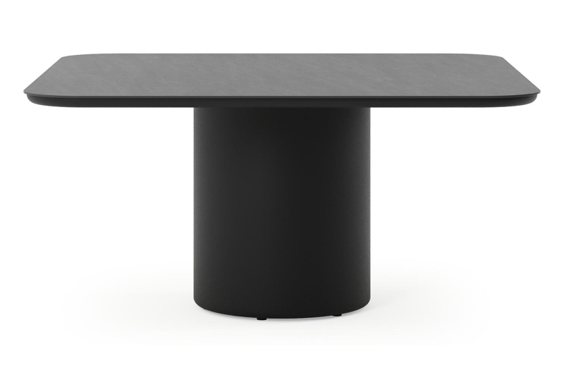 Amico tuintafel afgerond vierkant in zwart aluminium en volkeramiek Basalt Black - L 148 x B 148 x H 73.5 cm