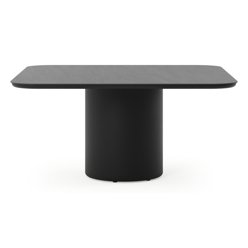 Amico tuintafel afgerond vierkant in zwart aluminium en volkeramiek Basalt Black - L 148 x B 148 x H 73.5 cm