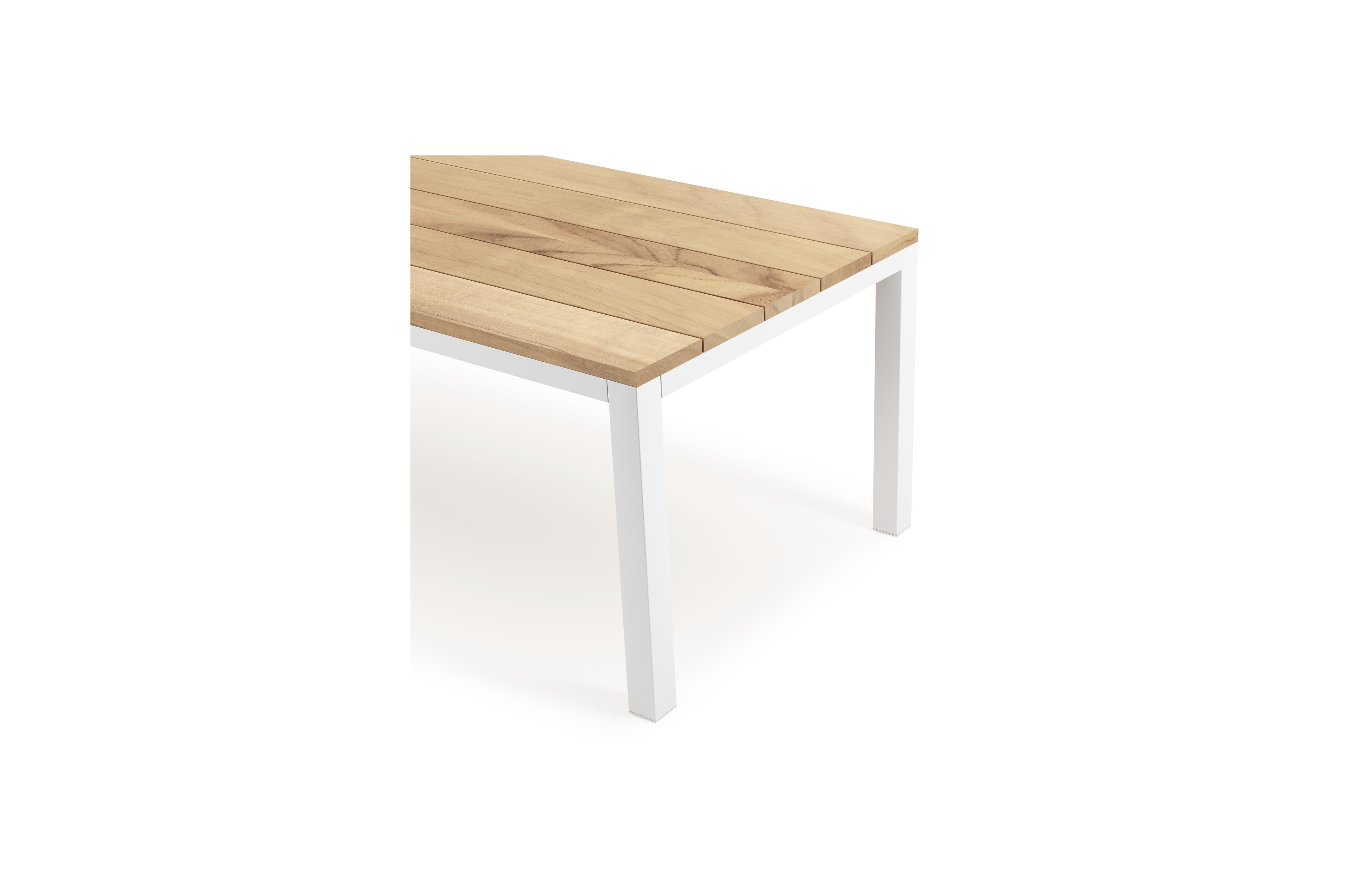 Como tuintafel in wit aluminium en teak - L 240 x B 100 x H 75 cm