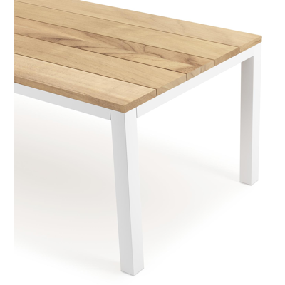 Como tuintafel in wit aluminium en teak - L 240 x B 100 x H 75 cm