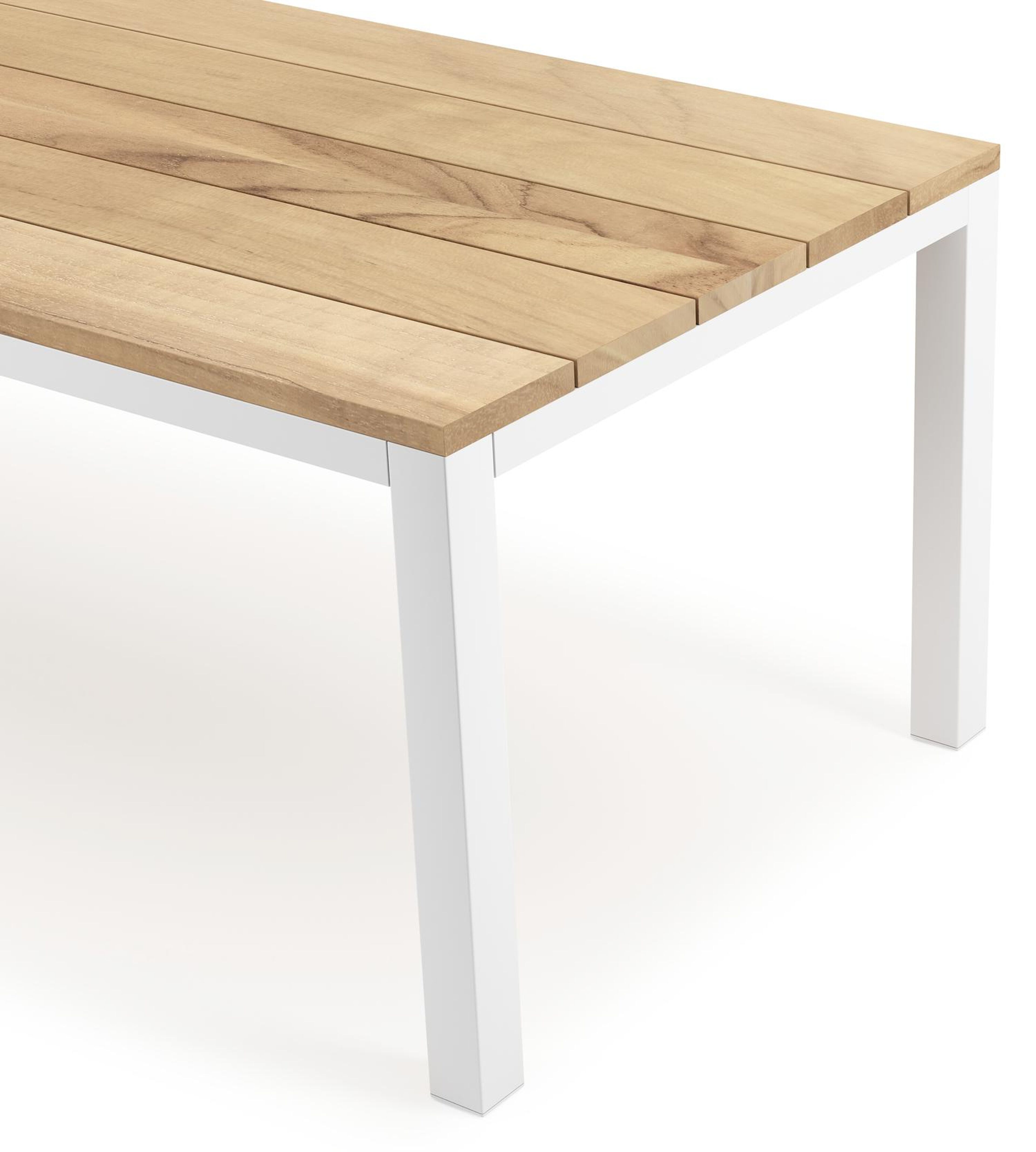 Como tuintafel in wit aluminium en teak - L 240 x B 100 x H 75 cm