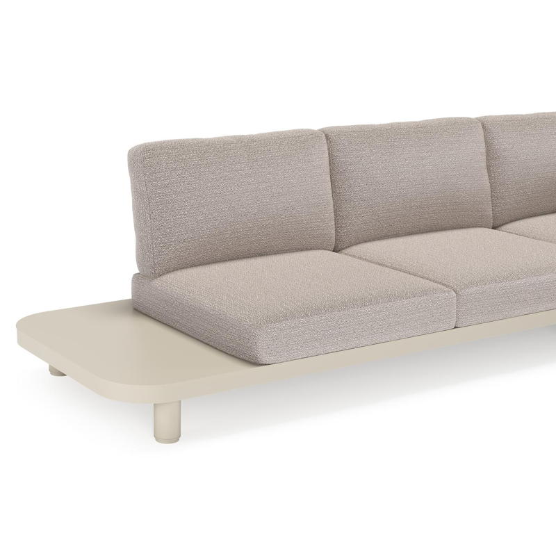 Salon de jardin d'angle Donato en aluminium beige et coussins en all weather sunbrella® luxe wander granite