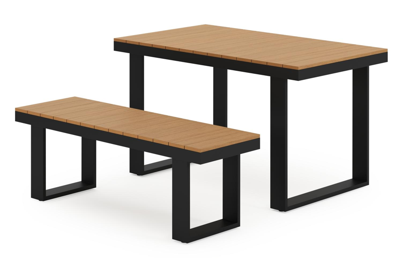 Alora bartafel in zwart aluminium en polywood - L 124 x B 68 x H 70 cm