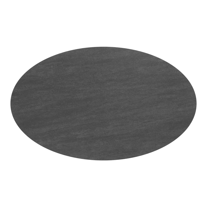 Table de jardin Fano ovale en aluminium blanc et céramique pleine Basalt Black - Lg. 180 x Lrg. 110 x Haut. 75 cm