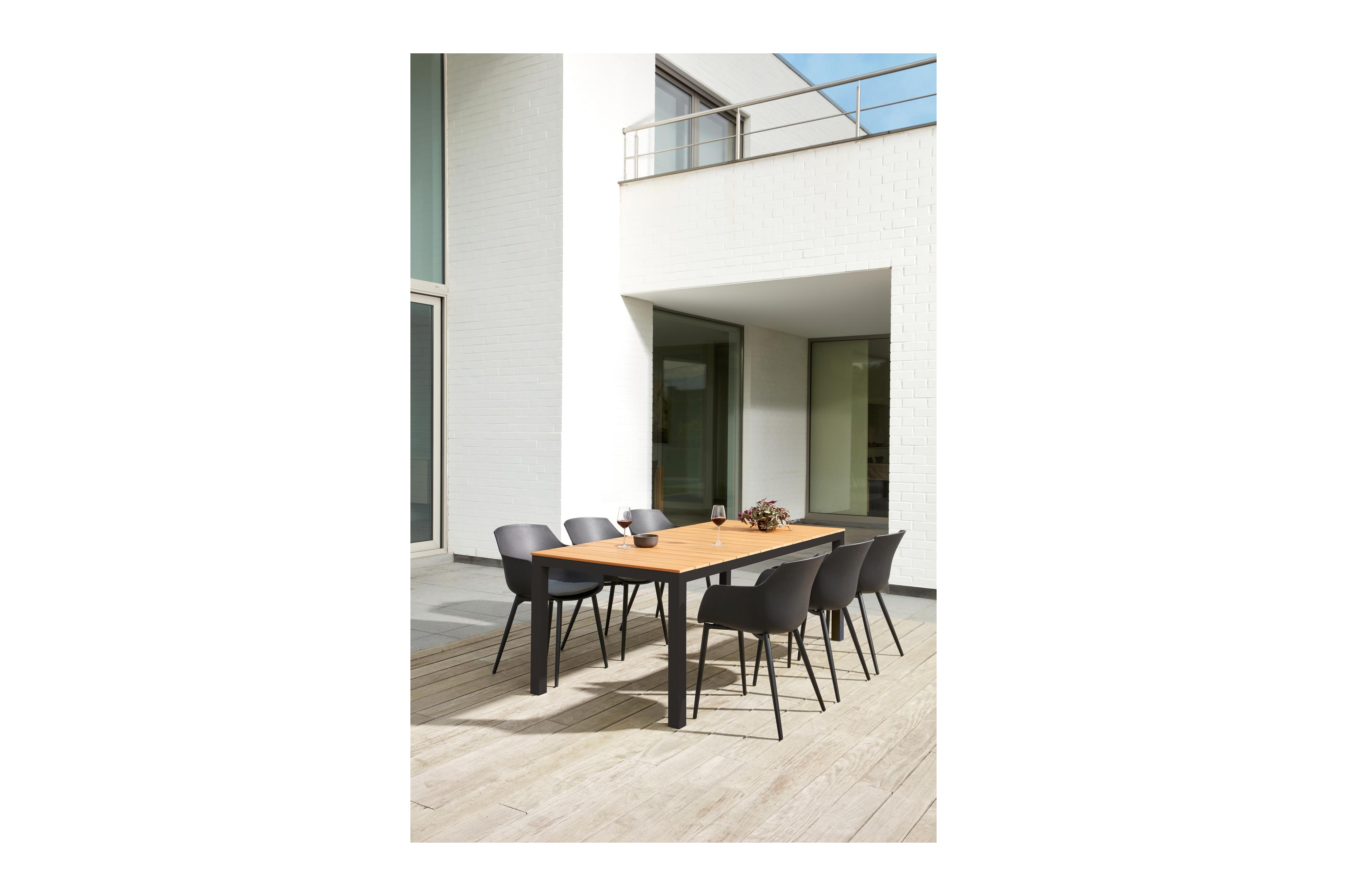 Toma tuintafel in zwart aluminium en polywood - L 200 x B 90 x H 73 cm