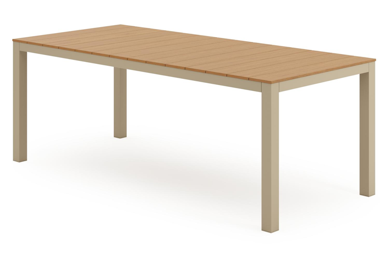 Toma tuintafel in beige aluminium en polywood - L 200 x B 90 x H 72.5 cm