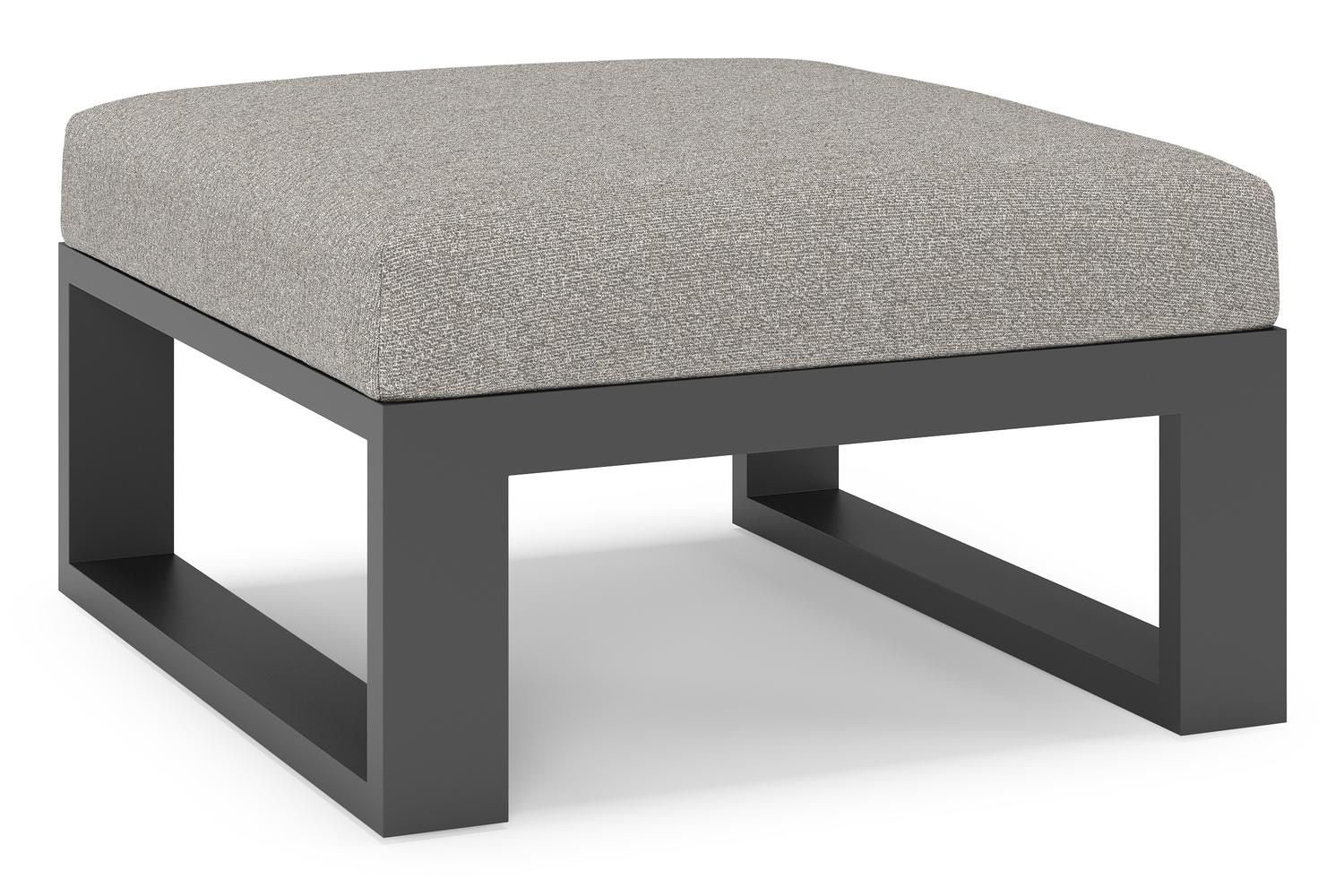 Verato poef in zwart aluminium met tundra charcoal all weather sunbrella® luxe kussen