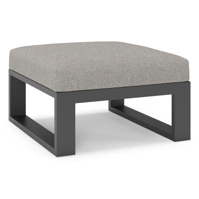 Verato poef in zwart aluminium met tundra charcoal all weather sunbrella® luxe kussen