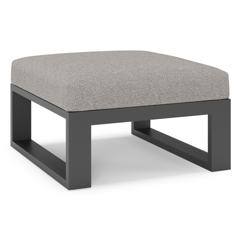 Verato poef in zwart aluminium met tundra charcoal all weather sunbrella® luxe kussen