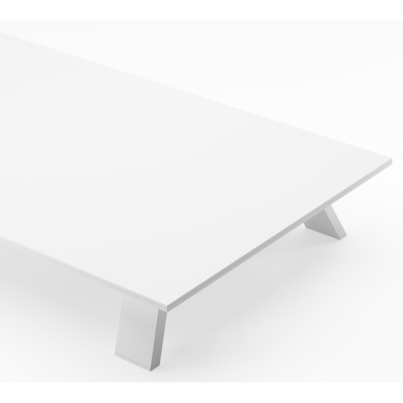 Table basse Cesano en aluminium blanc et céramique pleine arctic white - Lg. 140 x Lrg. 80 x Haut. 24 cm